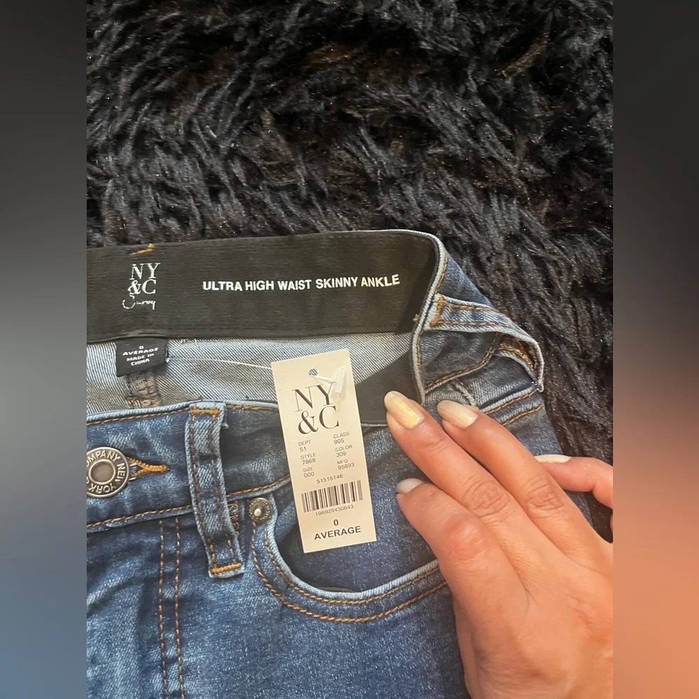 Ultra High Waist Skinny Ankle Blue Jeans Size 0 New York & Company - Picture 2 of 7